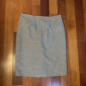 Calvin Klein | Fitted lined striped pencil skirt in black & cream size 8